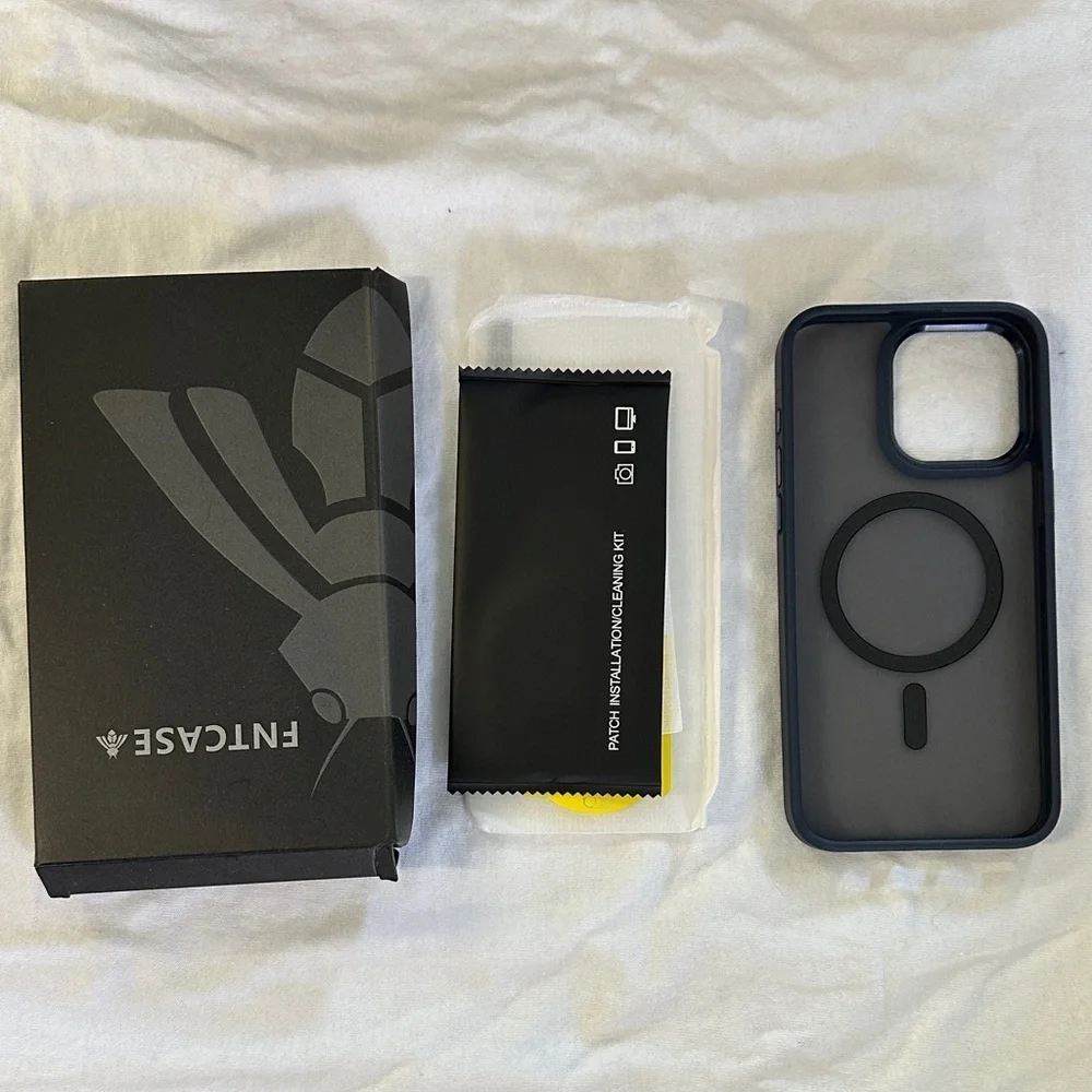 Navy iPhone Case with MagSafe and screen protector